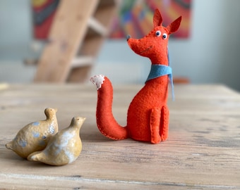 DIY felt fox PDF step by step sewing pattern animal happy fox