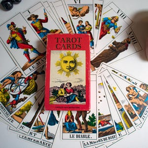 Vintage Zwitsers tarotdeck van AG Muller 1970 (complete 78 kaarten en instructies)