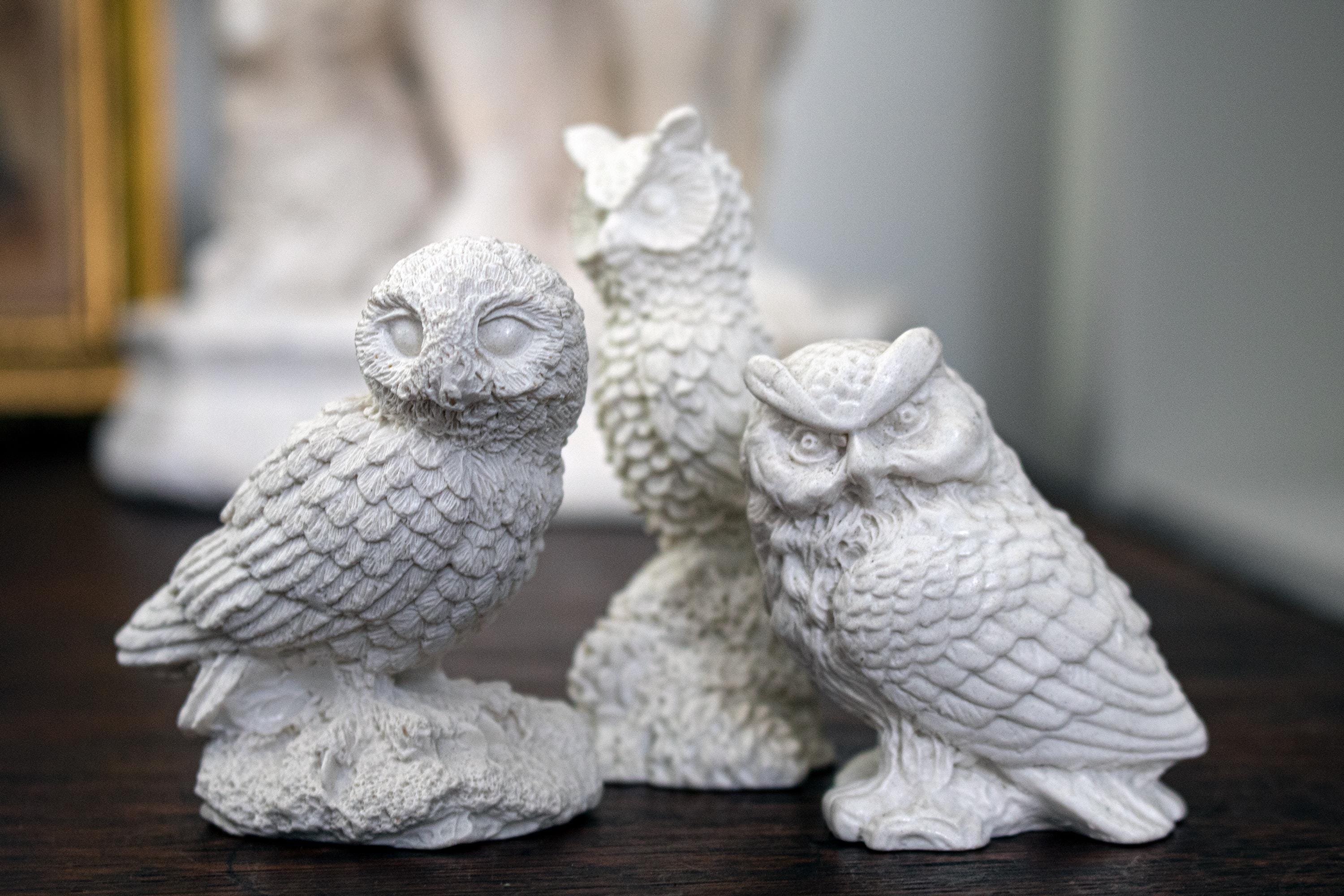 Owl Family Plaster Santini Style Mini Figurines (2-3")