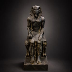 King Khafre Statue Replica – Handmade Egyptian Museum Artifact with Certificate | Ancient Egypt Pharaoh Sculpture | Collector Gift