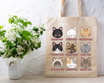 Cats Tote Bag | Cotton Tote Bag | Cute Cat Tote Bag Design | Cat Graphic Bag | Gifts for her | Gifts for cat lovers | Cat Shopping Bag |