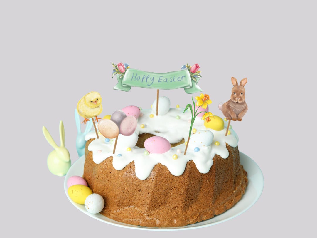 Spring Cake Toppers Easter Cake Toppers Set | Holiday Cake Toppers | Rabbit | Chick | Egg ...