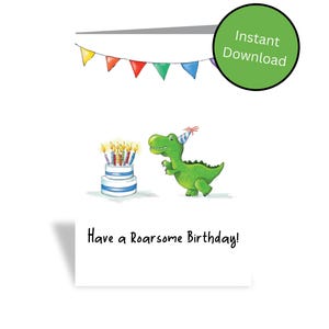 Dinosaur Birthday Card Printable | Dinosaur Greeting Card | T-Rex Birthday Card | Instant Download | Digital Birthday Card | Dinosaur Party