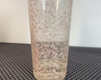 Hazel Atlas Pink Spaghetti Drizzle Highball Glasses 3 Tumblers MCM 5" Tall