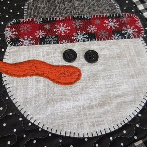 Quilted snowman table runner, Buffalo plaid winter home decor, Snowflakes, Christmas gift, Holiday present image 2