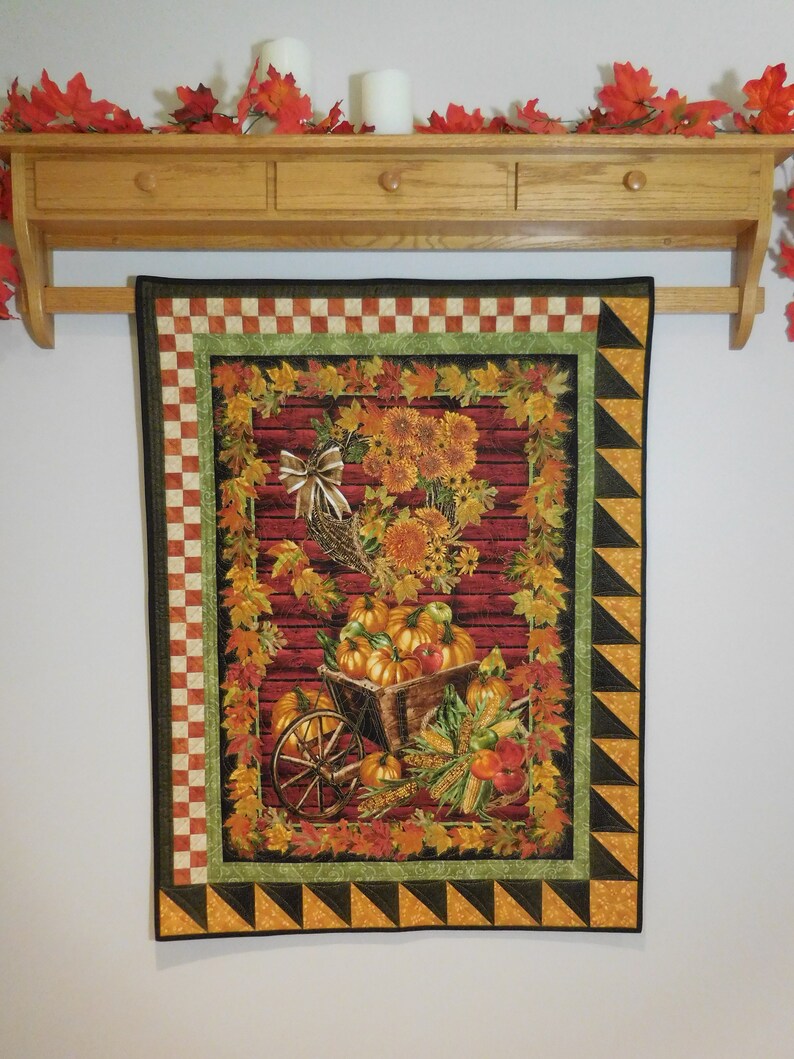 Quilted Fall Wall Hanging Autumn Quilt Harvest Decor Pumpkins Free