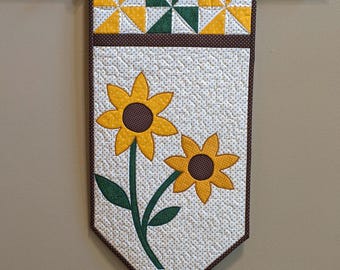 Quilted Sunflower Wall Hanging, Door Banner, Fall Home Decor, Floral Wall Art