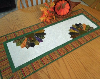 Thanksgiving Turkey Quilted Table Runner: Fall Colors, Handmade Table Topper