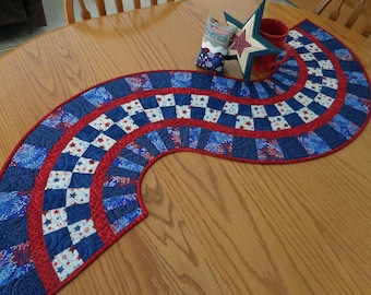 Quilted Patriotic table runner, Stars and Stripes, Flag, Summer Picnic, Fourth 4th of July, Americana