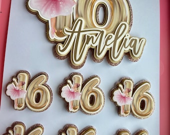 Adorno para tarta con adornos para cupcakes a juego