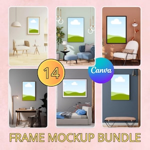 Wall Art Frame Mockup Bundle Canvas Poster Mockup Set  PSD & Canva Templates  Frame Mockup Kit  Mega Wall Art Mockups Pack Easy Drag%Drop