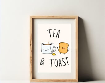 Lámina decorativa de té y tostadas para la pared de la cocina (descarga digital)
