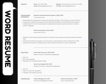 ATS Resume Template: Modern CV Design for Microsoft Word (PDF)