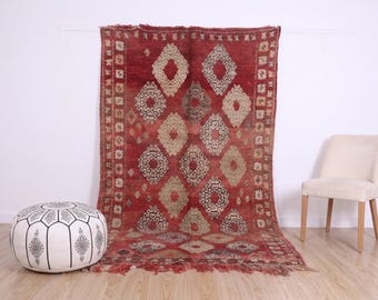 Vintage Moroccan Rug 5.8 ft x 10 ft - Handmade Moroccan Rug - Moroccan Rug - Wool Moroccan Rug - Bohemian Moroccan Rug - Berber Rug