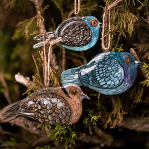 Clay bird wall hanging, handmade pigeon ornament, dove decoration