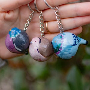 Pigeon Keychain, Handmade Bird Charms, Polymer Clay Keyring, Bird Lover Gift, Realistic Pigeon, Chubby Birb Bag Charm, Weirdcore Aesthetic