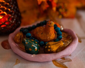 Alpaca Ring Dish, Clay Animal Jewelry Holder, Handmade Trinket Dish