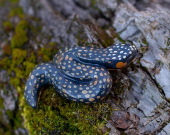 Snake Pendant Polymer Clay, Grass Snake, Handmade Serpent Charm, Handcrafted Animal Jewelry