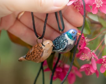 Little Bird Pendant, Dove Necklace, Polymer Clay Bird Miniature, Handmade Jewelry For Animal Lovers