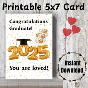Carte de remise des diplômes imprimable - cadeau de remise des diplômes - remise des diplômes universitaires - remise des diplômes 2025 - carte numérique - carte de diplômé or - carte de félicitations