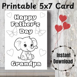 Druckbare Vatertagskarte für Opa, glücklicher Vatertags-Opa, druckbare Farbkarte, DIY-Karte für Opa Geschenk vom Enkelkind