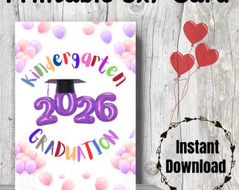 Kindergarten Abschlusskarte 2026 - Ballon Design (Digitaler Download)