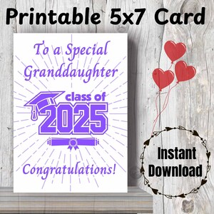 Enkelin Abschlusskarte zum ausdrucken - Geschenk zum Abschluss der Großeltern - Digitale Karte - Sofortiger Download