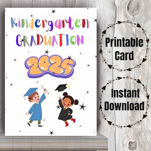 Carte de fin d'études de la maternelle 2025, imprimable Carte de remise des diplômes de la maternelle 2025 Carte de remise des diplômes de la maternelle 2025 imprimable pour les enfants