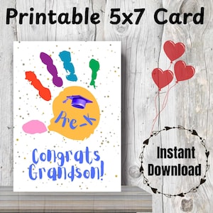 Carte de fin d'études préscolaire imprimable pour petit-fils Carte d'âge préscolaire Cadeau de fin d'études préscolaire pour petit-fils Carte de remise de diplôme pour petit-fils d'un grand-parent