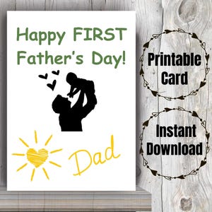 Primo biglietto per la festa del papà. Biglietto stampabile per la festa del papà per neopapà. Regalo per neopapà. Biglietto per neopapà. Primo biglietto per la festa del papà. Papà e bambino.
