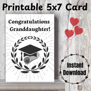 Enkelin Abschlusskarte zum ausdrucken - Geschenk zum Abschluss der Großeltern - Digitale Karte - Sofortiger Download