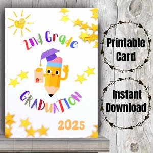 Carte de remise des diplômes de 2e année pour la promotion de 2e année de 2025 Carte de remise de diplômes imprimable pour l'obtention du diplôme de 2e année Carte-cadeau pour l'obtention du diplôme