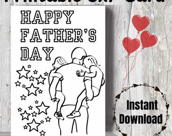 Kolorowanka na Dzień Ojca do druku: Tata z dziećmi – prezent DIY (PDF)
