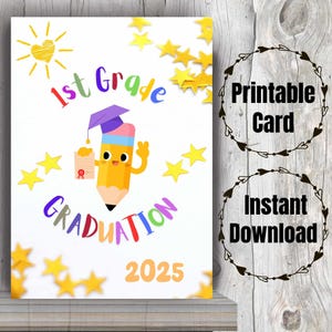 Cartão de formatura da 1ª série para a primeira série, turma de 2025, cartão de formatura para impressão para a 1ª série, cartão de nota de formatura, presente para formandos