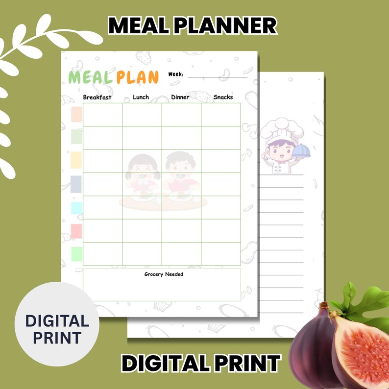 Picky Eater Meal Chart | Minimalist Planner | Kids Meal Planner ...