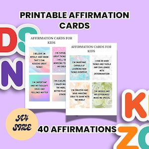 Affirmationskarten für Kinder | positiver Selbstgespräch | Affirmationsdruck | Ermutigen Karten für Kinder | Lunchbox Notiz | SOFORTIGER DOWNLOAD Karten
