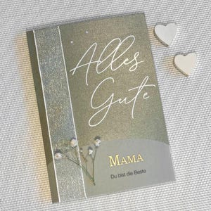 Handgemachte  Grußkarte mit Trockenblumen| personalisiert mit Wunschtext|Geburtstag Salbei grün| Transparentpapier mit Goldschrift| Umschlag