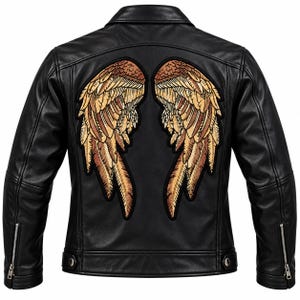 Angel Wings Embroidered Back Patch, Iron On Biker Jacket Patch, Motorcycle Vest Applique, Gothic Angel Wing Sew On Patch