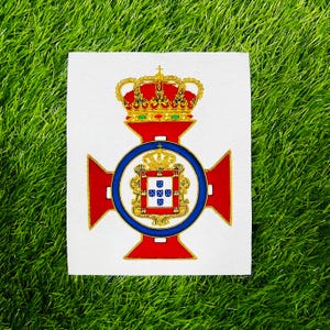 Patch personalizado com brasão de família bordado, emblema heráldico, fio de ouro.