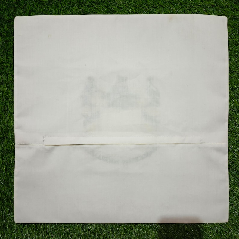 May include: Off-white cushion cover with a concealed zip closure. The cushion cover features a subtle design in the centre, with a light green and blue colour scheme. The cover is made of a soft, smooth fabric.