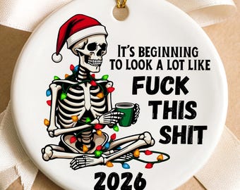Christmas Ornament Gift Funny 2026 Christmas Ornament Skeleton Santa Claus Rude Holiday Decor Trendy Stocking Stuffer Adult Xmas Ornament