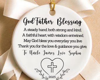 Personalized Godfather Blessing Ornament • Christian Godfather Ornament • Custom Godfather Gift • God Father Keepsake