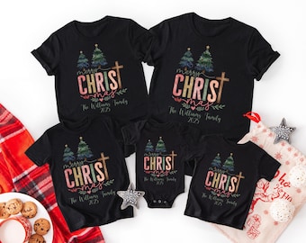 Personalized Christian Family Christmas Pajama Shirts, Custom Family Pajama Shirts, Matching Couple Pajamas