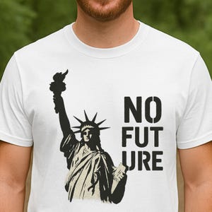 Political Punk Graphic Tshirt Dystopian Statue of Liberty Protest Tee Activist Streetwear Gift for Artist Banksy inspired political apparel
