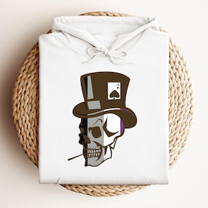 Sweat-shirt fierté squelette asexué Ace Flag Skull Pullover Pull neutre entre les sexes Vêtements gothiques étranges Spooky LGBTQAI + Cadeau pour carte Ace-spec