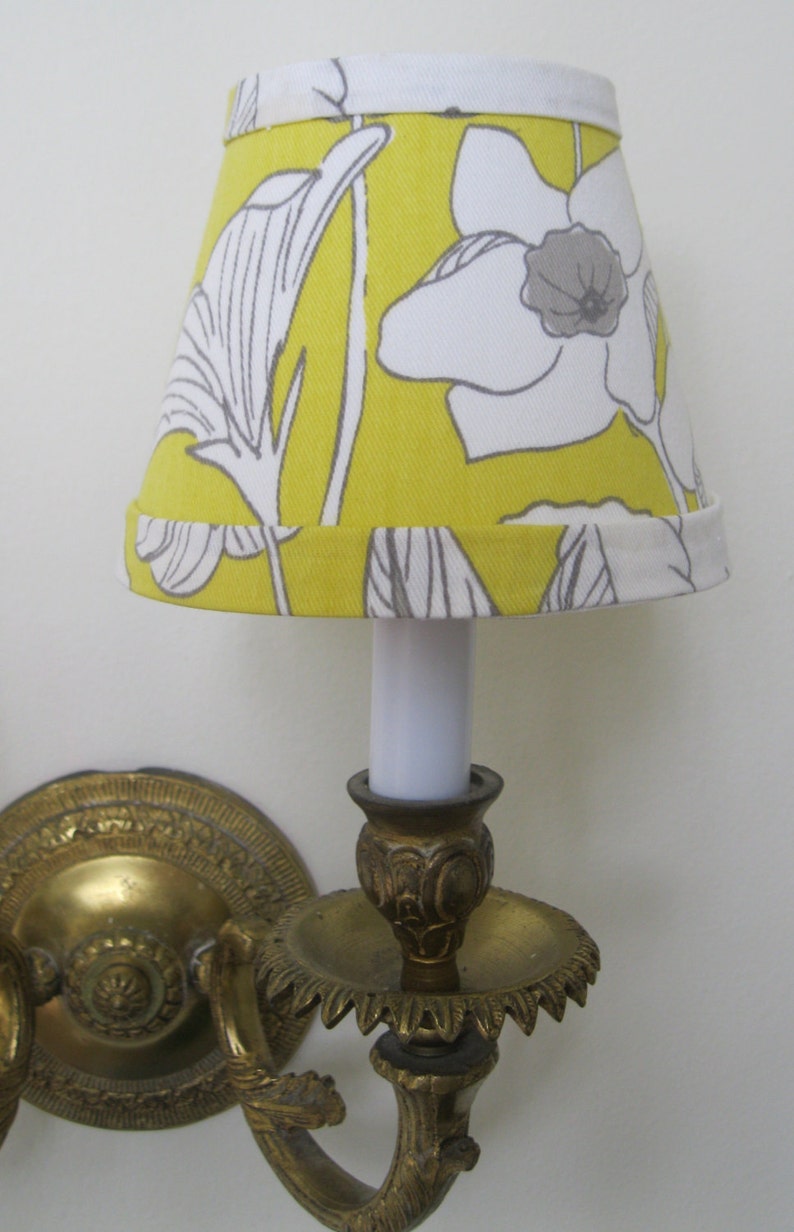 Chandelier Lamp Shade in Yellow and White Fabric Etsy