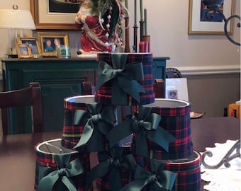Tartan Plaid lamp shade, lampshade, sconce lamp  shade, chandelier lamp shade, chandelier lampshade, plaid, grosgrain ribbon, clip on