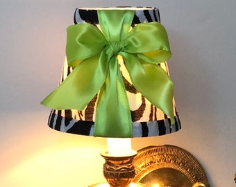Chandelier lamp shade, clip on lamp shade, zebra lamp shade, chandelier lampshade, sconce lamp shade, sconce lampshade, lighting, home decor