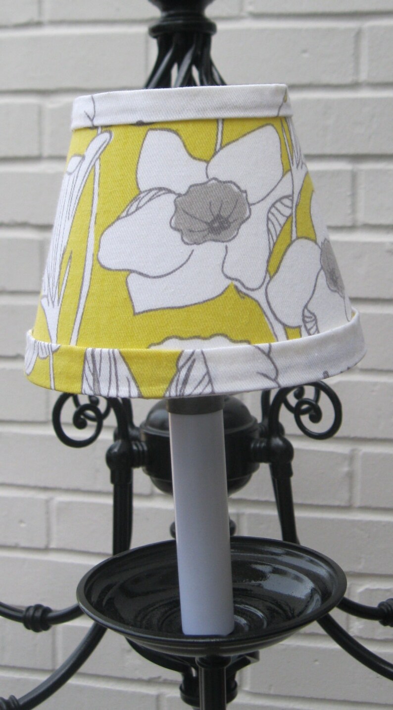 Chandelier Lamp Shade in Yellow and White Fabric Etsy