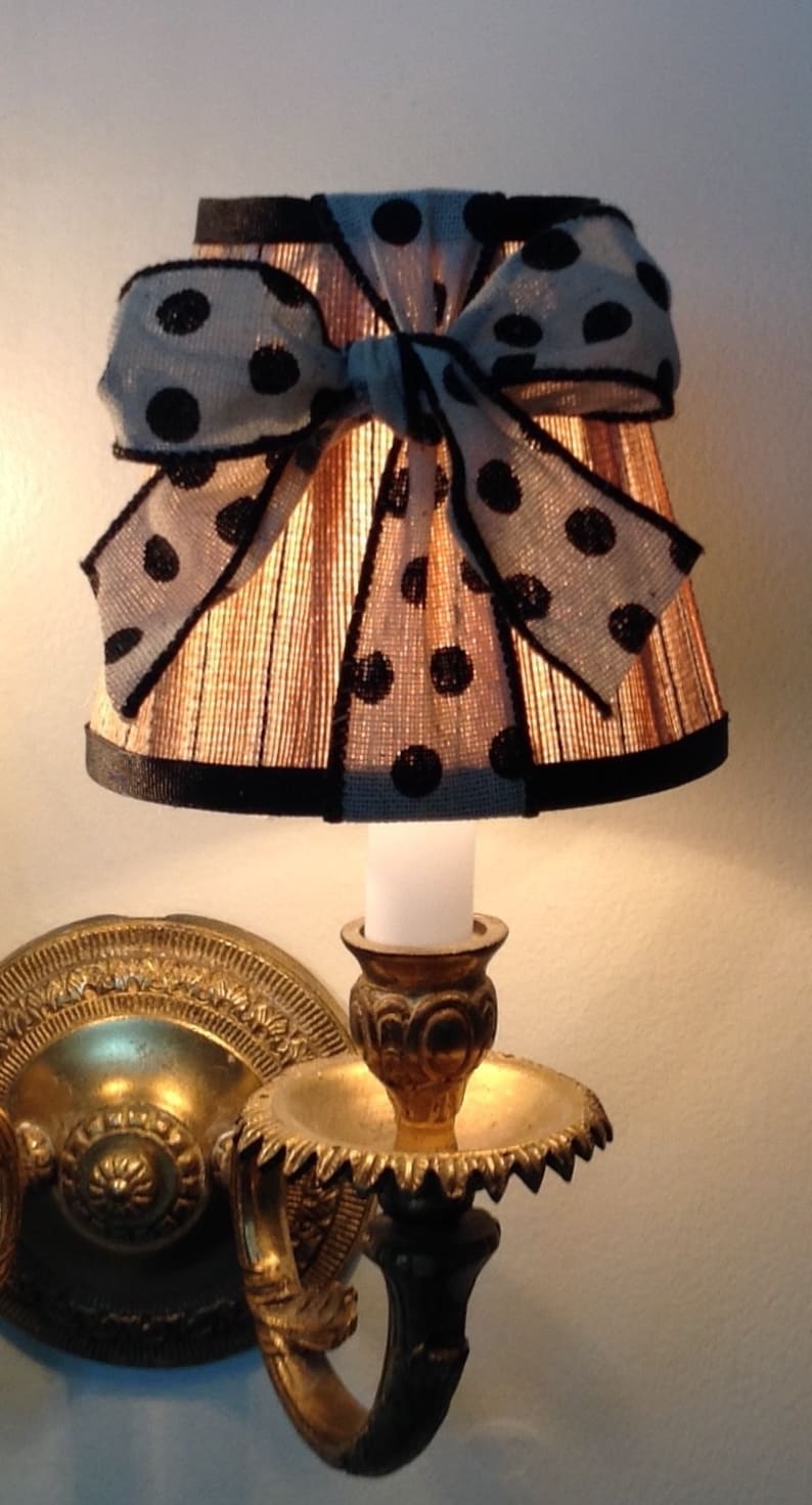 Chandelier Lamp Shade in Natural and Black, Clip On image 5